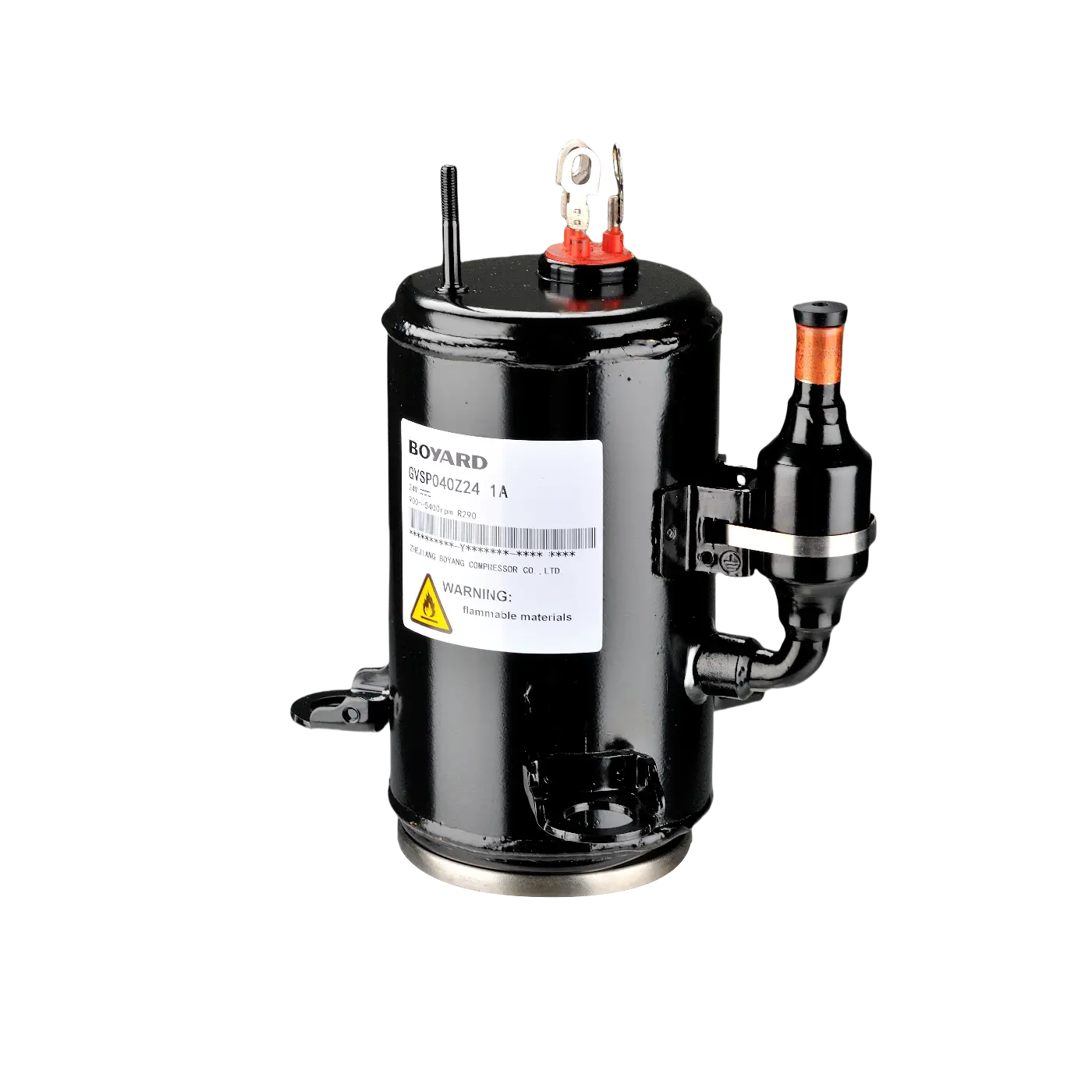 HBP/MBP, 4.0cc, 48V DC, R1234yf/R513A/R134a, Twin Cylinder, Rotary Compressor 36 HBP/MBP, 4.0cc, 48V DC, R1234yf/R513A/R134a, Twin Cylinder, Rotary Compressor